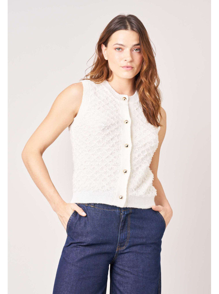 Gilet sans manches maille texturée