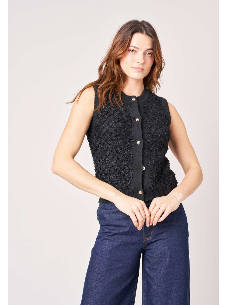 Gilet sans manches maille texturée