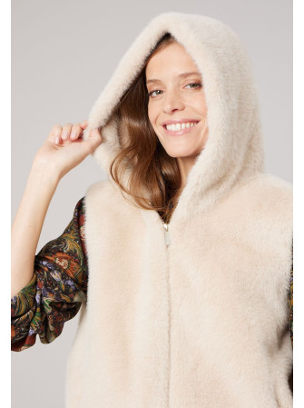 Veste sans manches en fausse fourrure