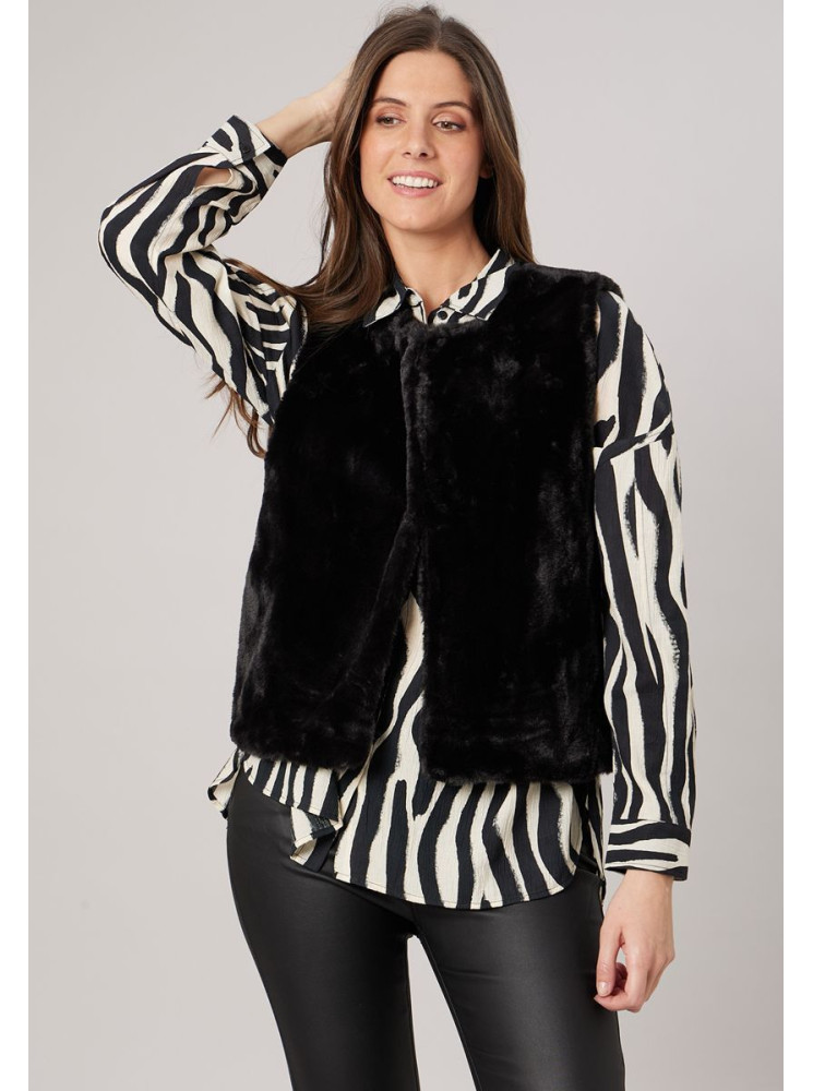 Veste sans manches en fausse fourrure