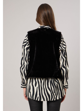 Veste sans manches en fausse fourrure