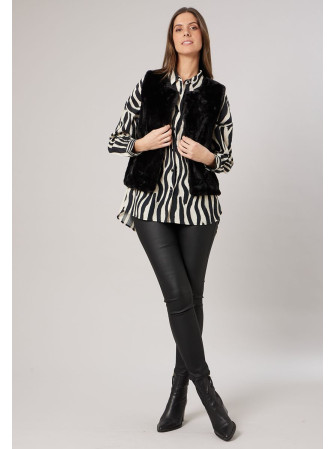 Veste sans manches en fausse fourrure