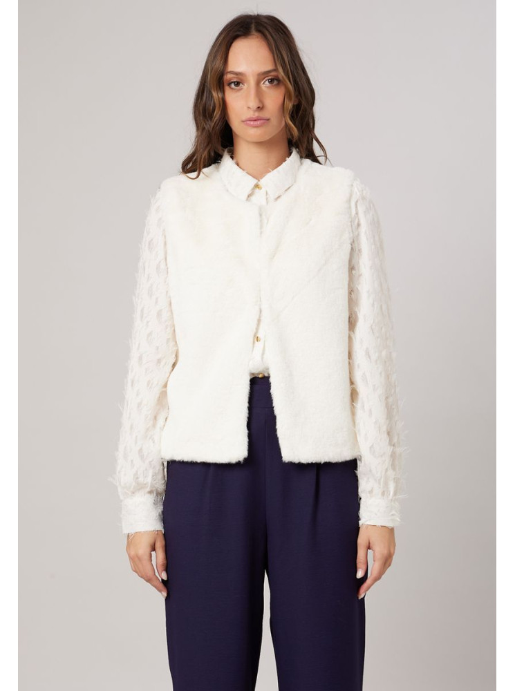 Veste sans manches en fausse fourrure