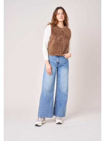 Veste sans manches en fausse fourrure