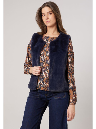 Veste sans manches en fausse fourrure