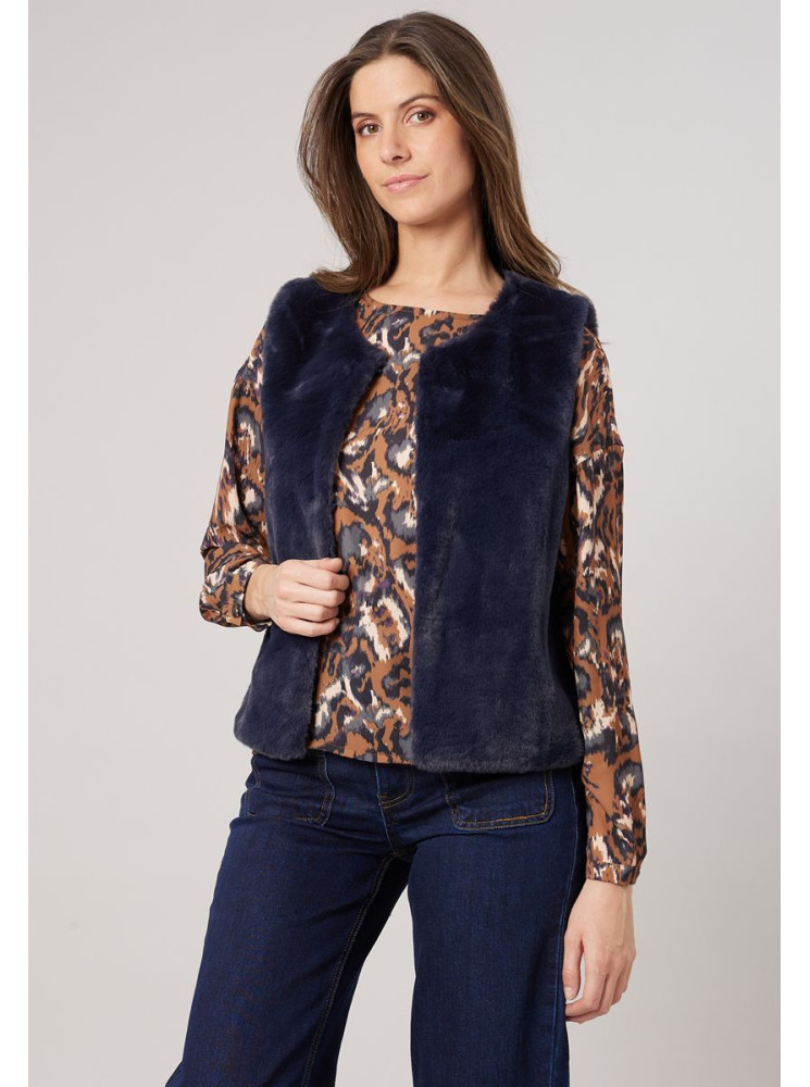 Veste sans manches en fausse fourrure