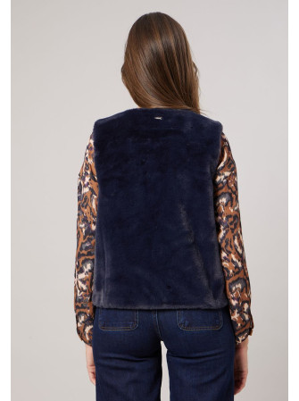 Veste sans manches en fausse fourrure
