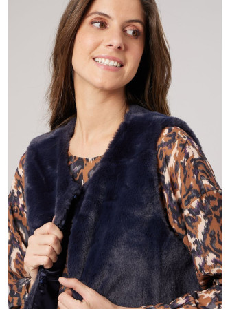 Veste sans manches en fausse fourrure