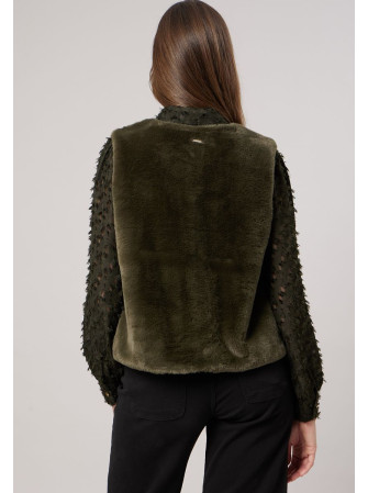 Veste sans manches en fausse fourrure