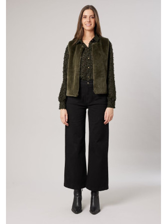 Veste sans manches en fausse fourrure
