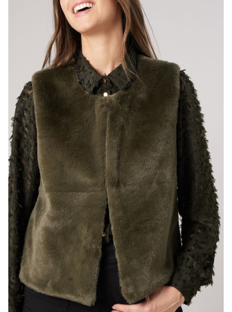 Veste sans manches en fausse fourrure