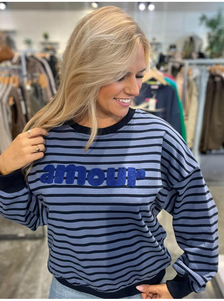 Sweat rayé "AMOUR"