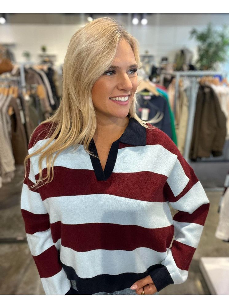 Pull rayé col chemise