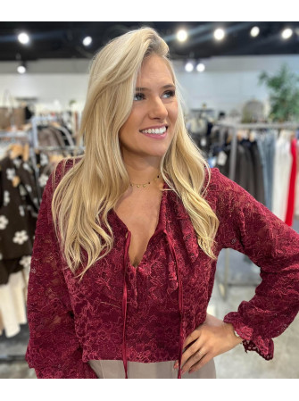 Blouse en dentelle à volants