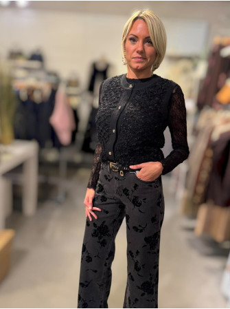 Jean velvet flower wide leg